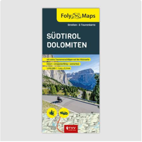 Südtirol & Dolomiten 1:250.000 - Straßen- und Tourenkarte FolyMaps