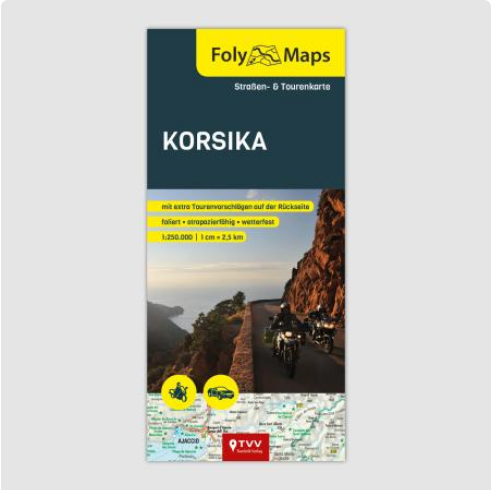 Korsika 1:250.000 - Straßen- und Tourenkarte FolyMaps