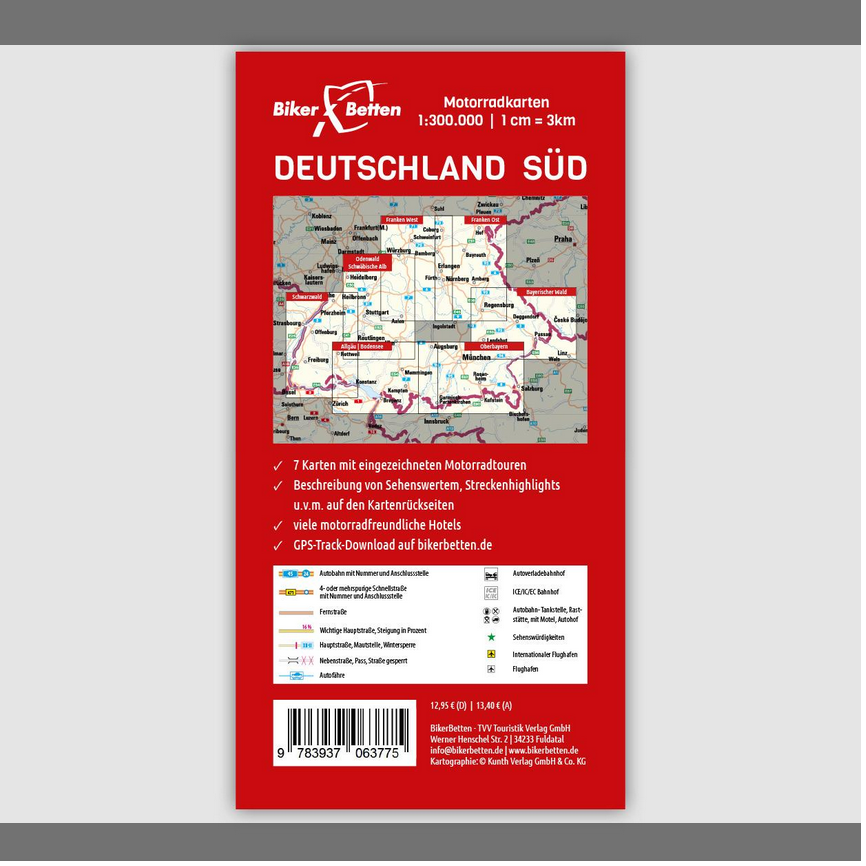 Deutschland Süd 1:300.000 - Motorradkarten FolyMaps