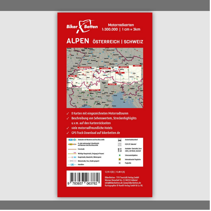 Alpen Österreich & Schweiz 1:300.000 - Motorradkarten FolyMaps