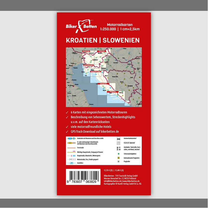 Kroatien & Slowenien 1:250.000 - Motorradkarten FolyMaps