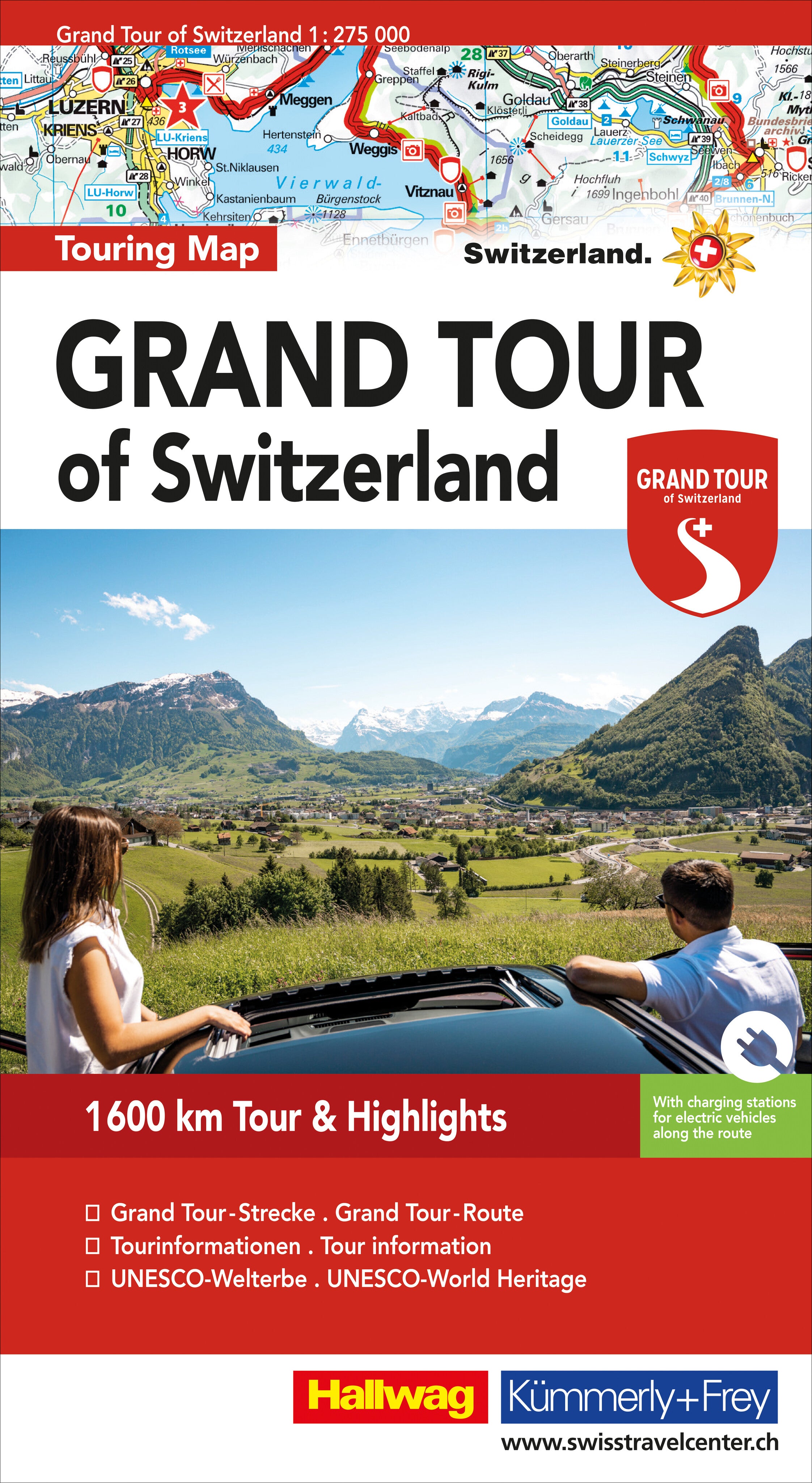Grand Tour of Switzerland  - 1:275 000 - Strassenkarte