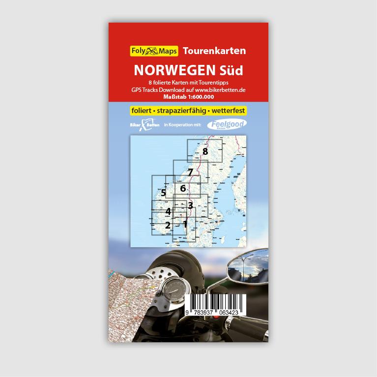 Norwegen Süd 1:600.000 - Tourenkarten BikerBetten Motorradkarten Sets