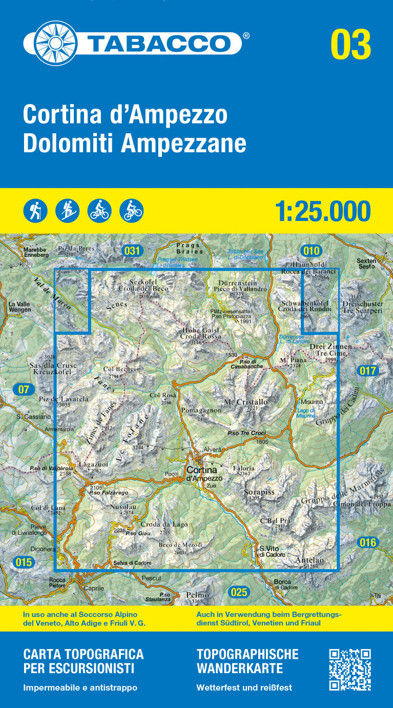 Tabacco Wanderkarten 1:25.000 (Alpen, Südtirol, Dolomiten)