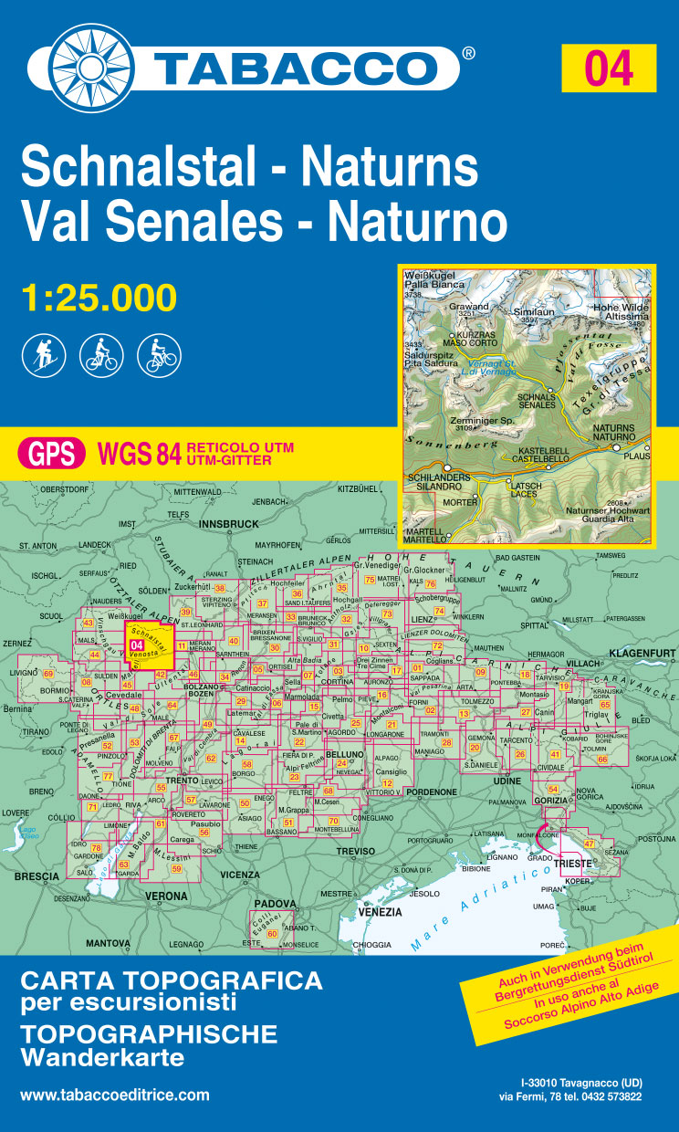 Tabacco Wanderkarten 1:25.000 (Alpen, Südtirol, Dolomiten)