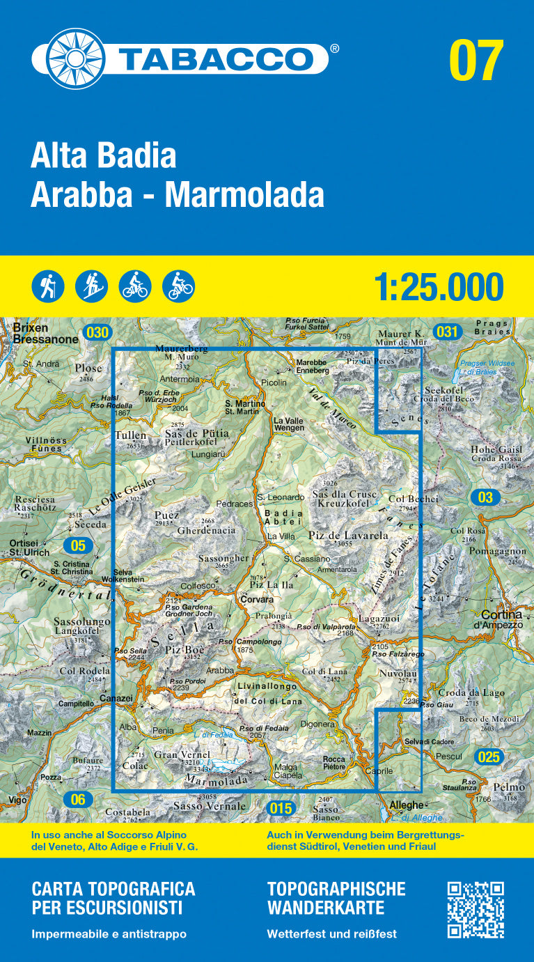 Tabacco Wanderkarten 1:25.000 (Alpen, Südtirol, Dolomiten)