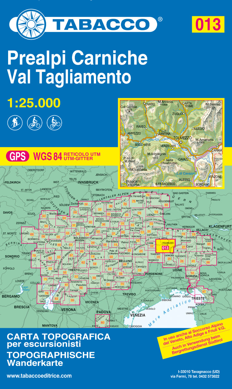 Tabacco Wanderkarten 1:25.000 (Alpen, Südtirol, Dolomiten)