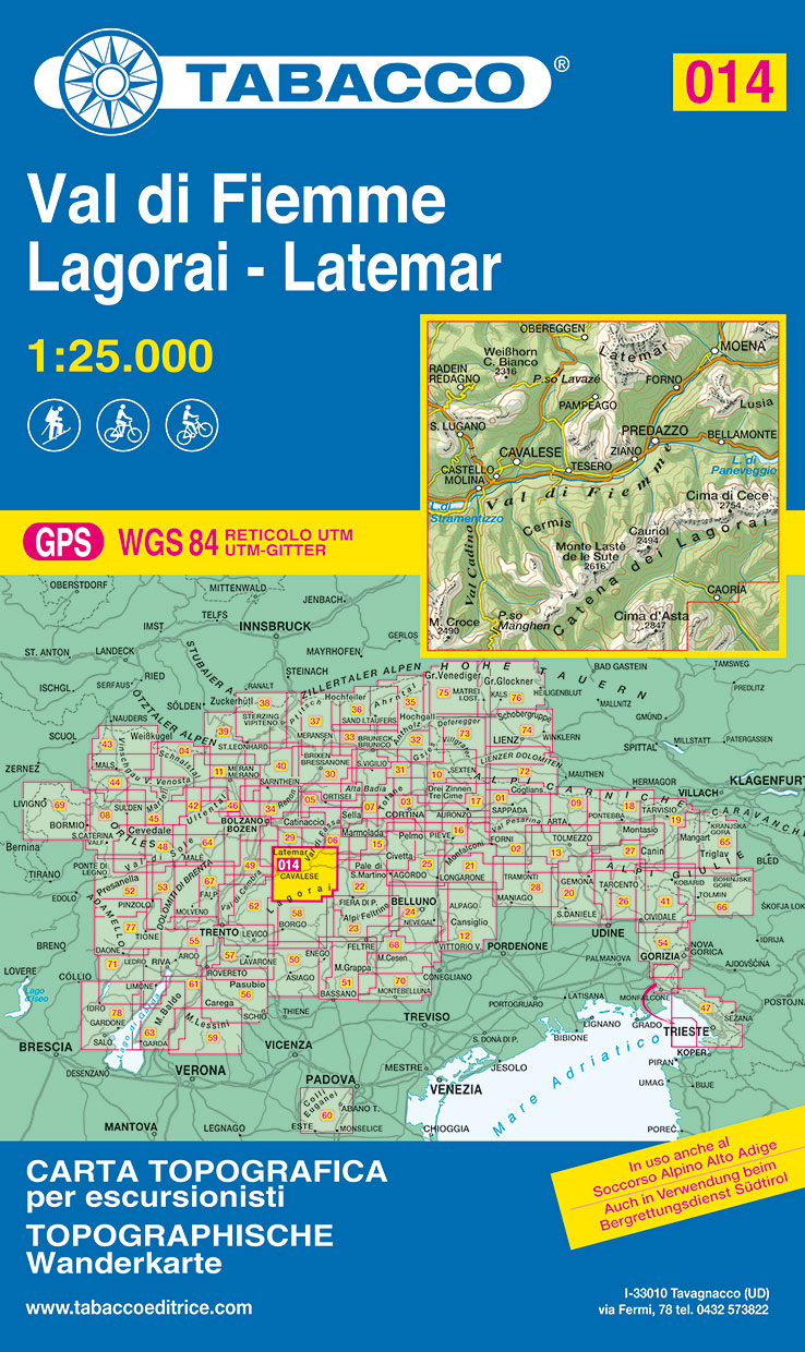 Tabacco Wanderkarten 1:25.000 (Alpen, Südtirol, Dolomiten)