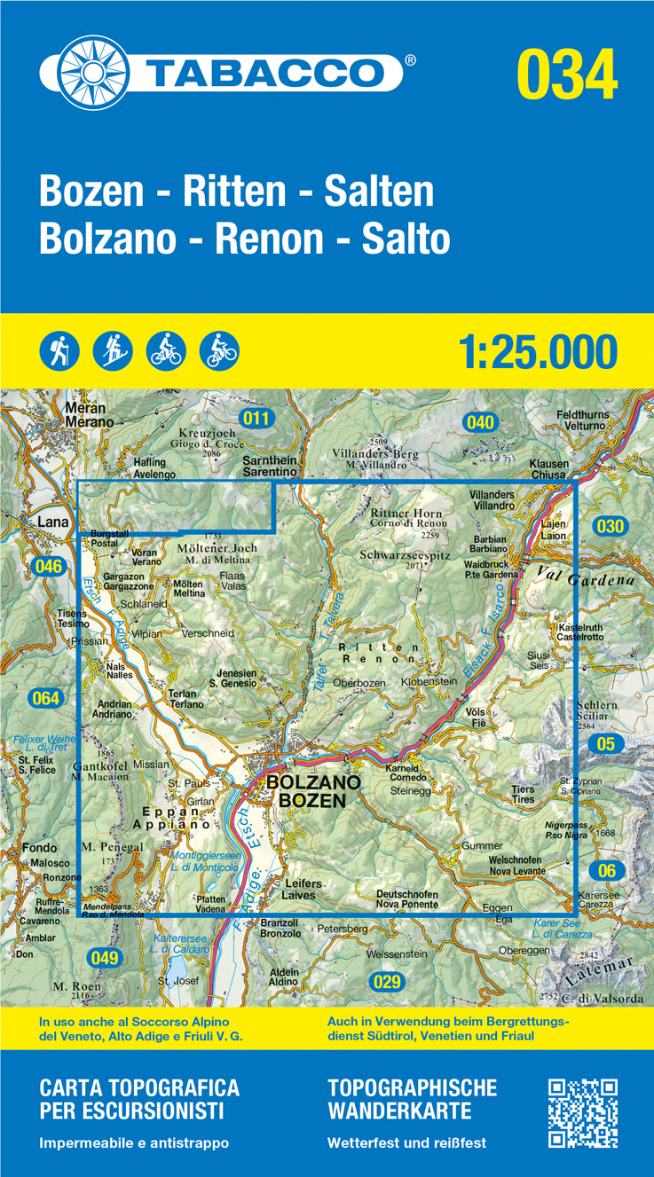 Tabacco Wanderkarten 1:25.000 (Alpen, Südtirol, Dolomiten)