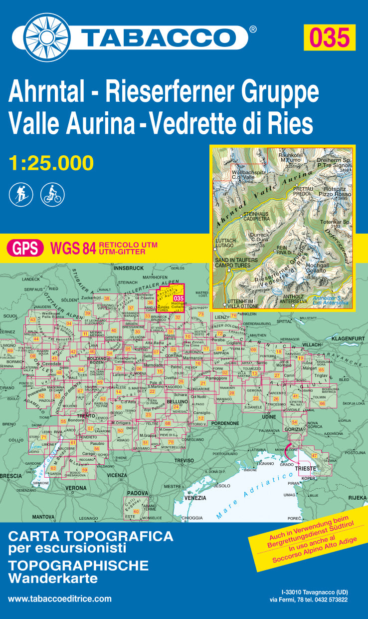 Tabacco Wanderkarten 1:25.000 (Alpen, Südtirol, Dolomiten)