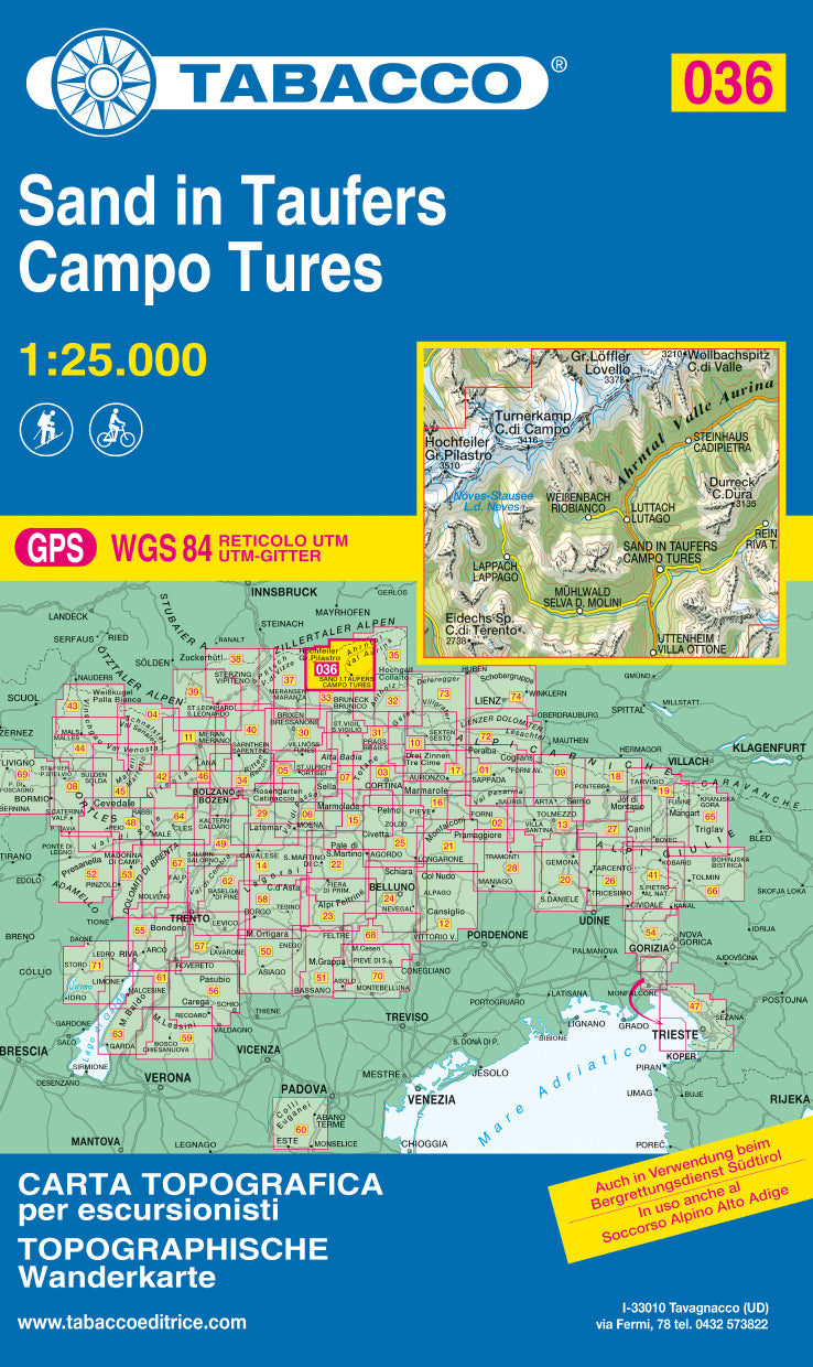 Tabacco Wanderkarten 1:25.000 (Alpen, Südtirol, Dolomiten)