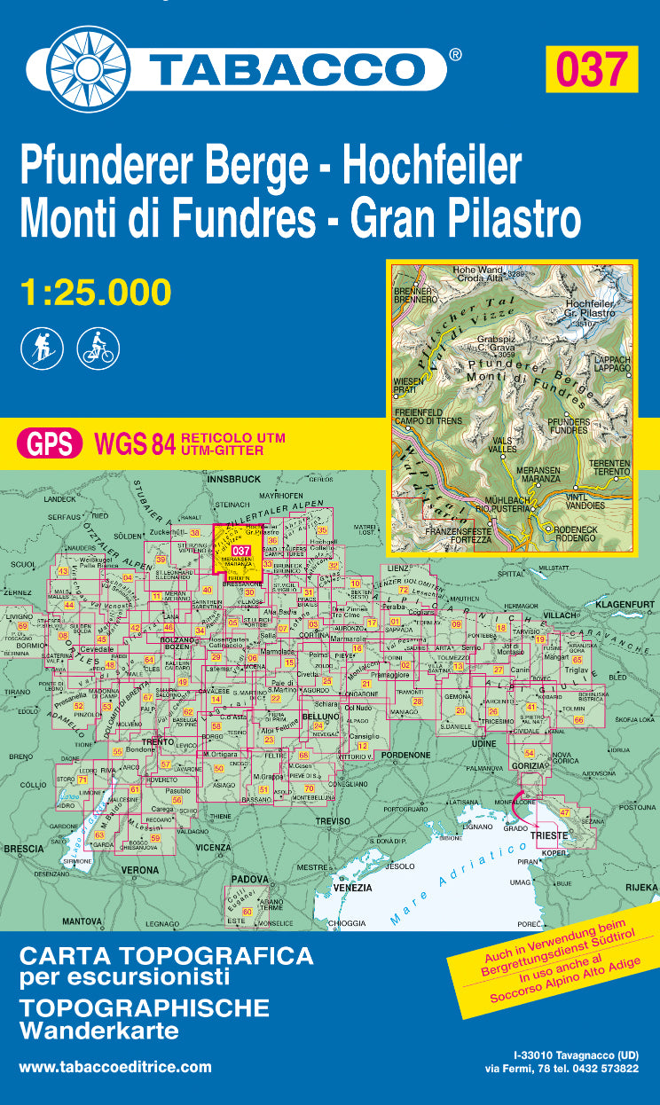 Tabacco Wanderkarten 1:25.000 (Alpen, Südtirol, Dolomiten)