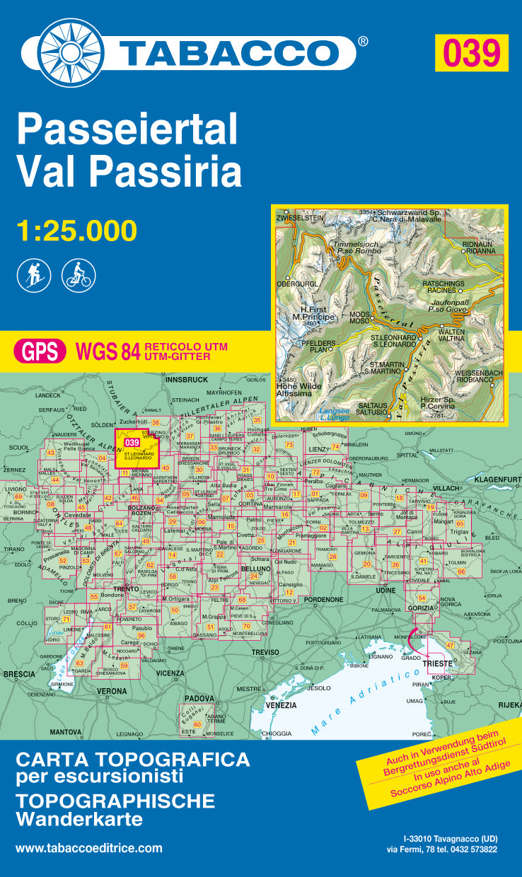 Tabacco Wanderkarten 1:25.000 (Alpen, Südtirol, Dolomiten)