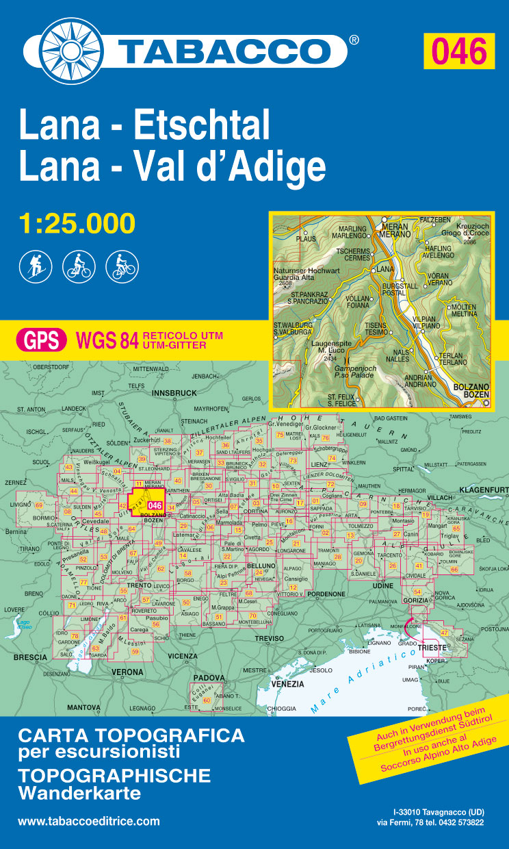 Tabacco Wanderkarten 1:25.000 (Alpen, Südtirol, Dolomiten)