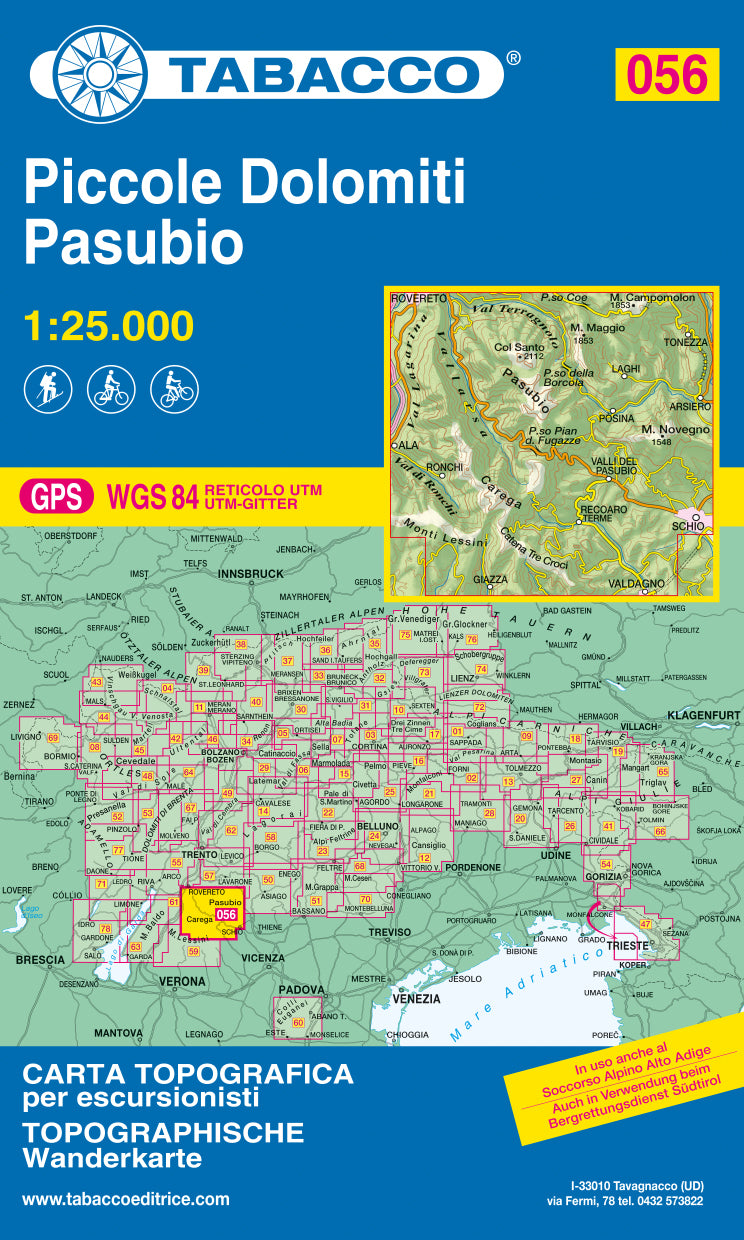 Tabacco Wanderkarten 1:25.000 (Alpen, Südtirol, Dolomiten)