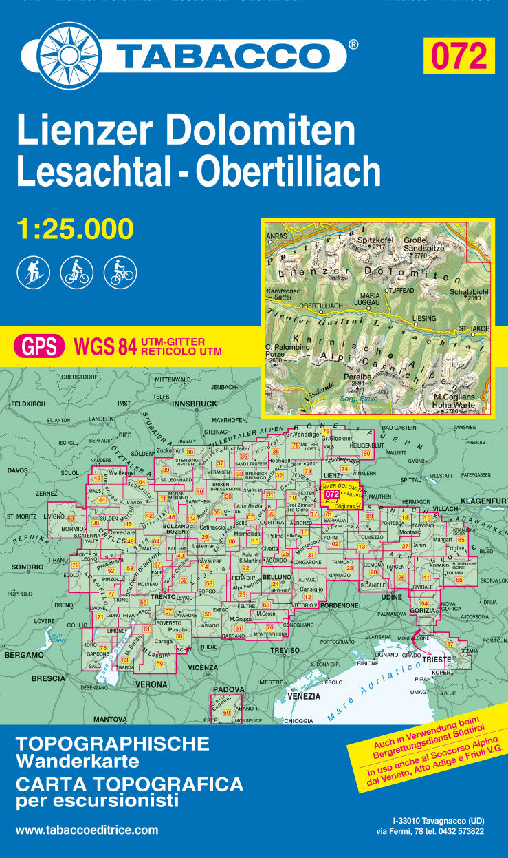 Tabacco Wanderkarten 1:25.000 (Alpen, Südtirol, Dolomiten)