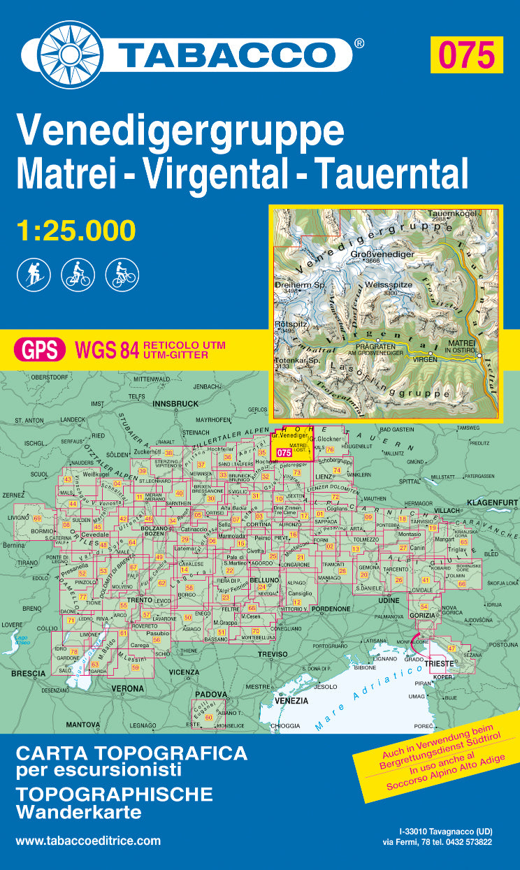 Tabacco Wanderkarten 1:25.000 (Alpen, Südtirol, Dolomiten)