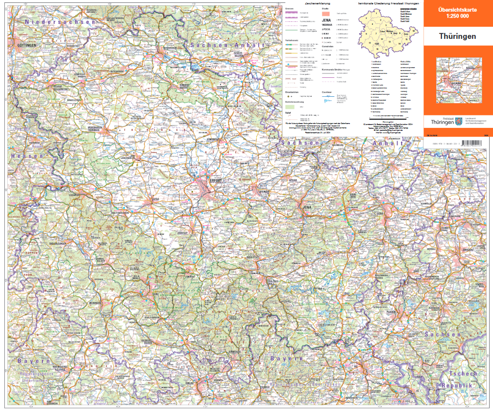 Übersichtskarte Thüringen 1:250 000