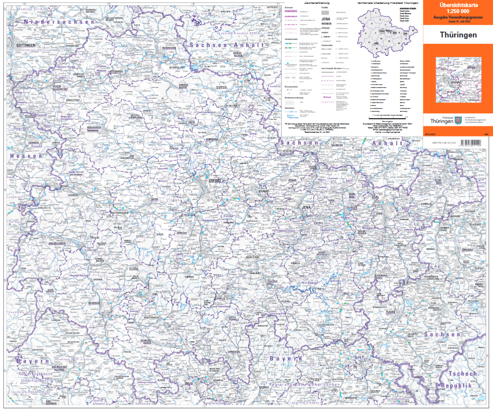 Verwaltungskarte Thüringen 1:250 000