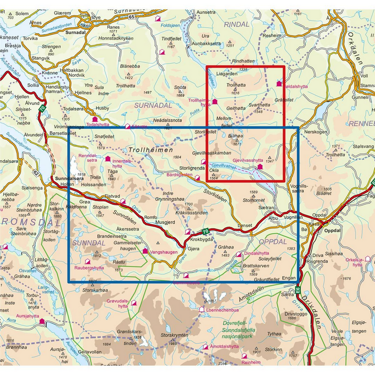 Trollheimen Sør 1:50.000 - Turkart