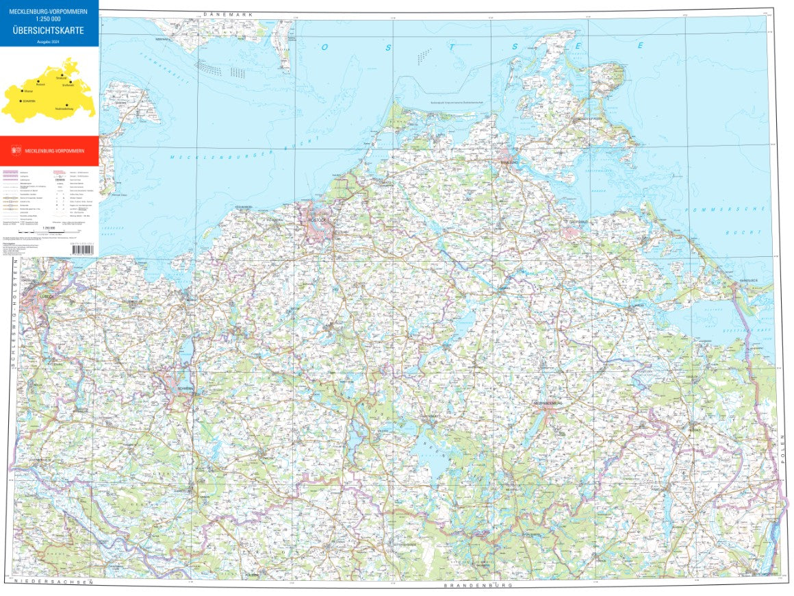 Übersichtskarte Mecklenburg-Vorpommern 1:250 000