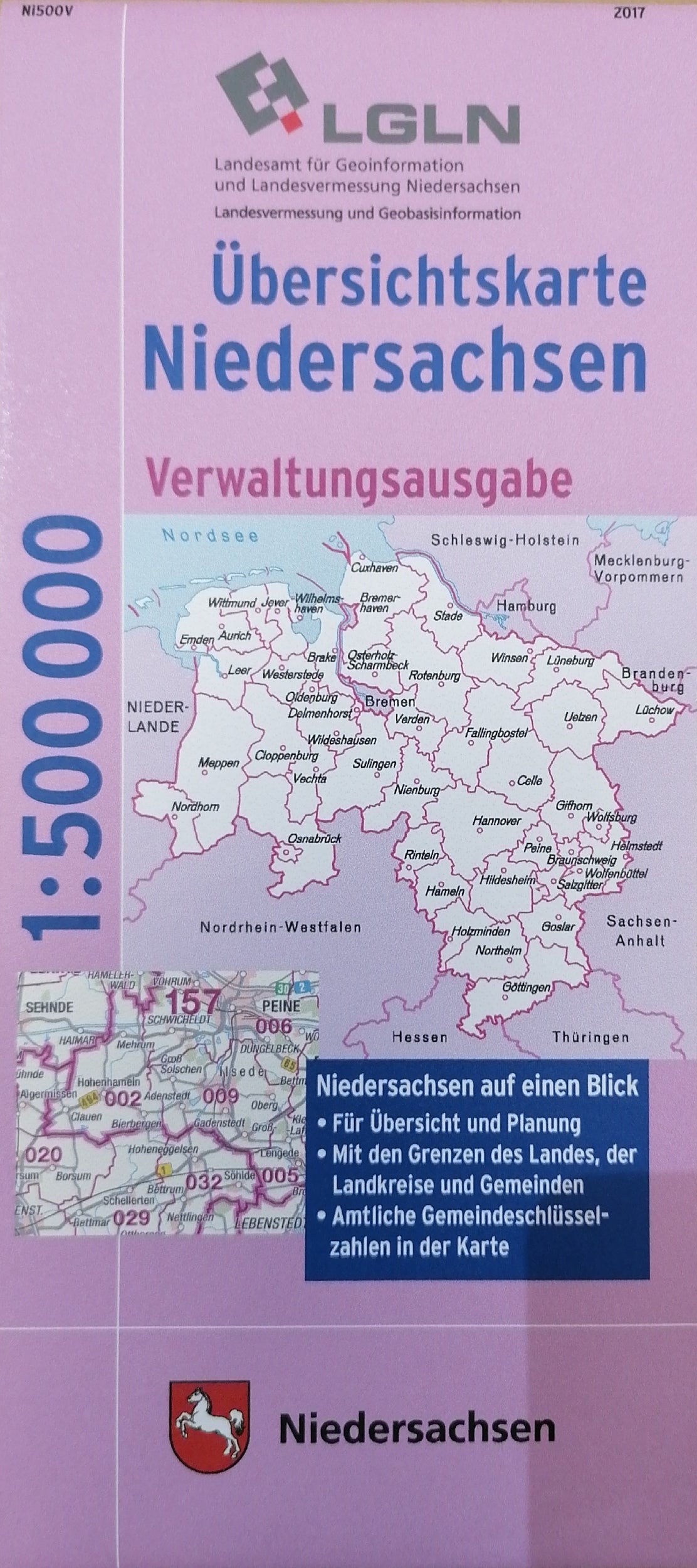 Verwaltungskarte Niedersachsen 1:500.000