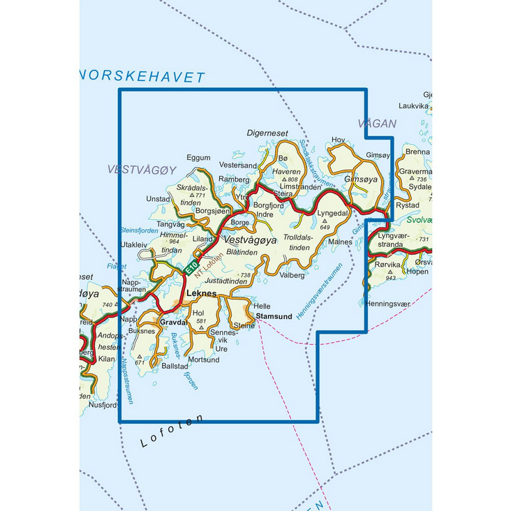 Vestvågøy 1:50.000 - Turkart