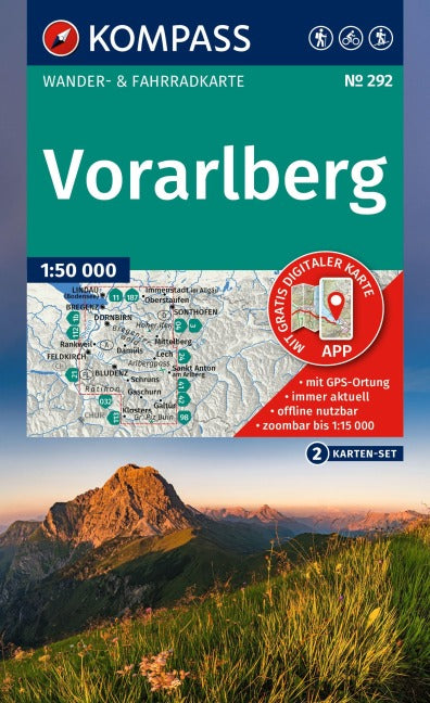 292 Vorarlberg 1:50000 - Kompass Wanderkarten