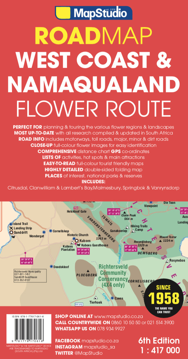 Westküste und Namaqualand - Flower Route 1:417.000 - Straßenkarte MapStudio - Südafrika