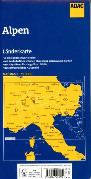 Alpen 1:750.000 - ADAC Länderkarte