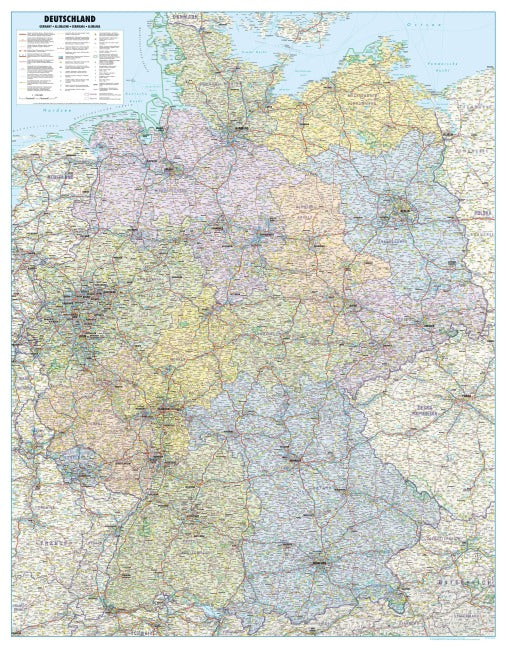 Straßenkarte Deutschland (Wandkarte)