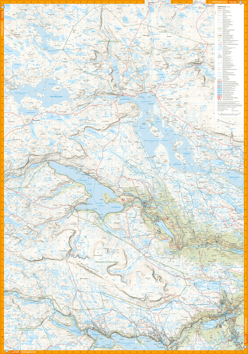 Turkart Finse, Hallingskarvet & Aurlandsdalen 1:50 000