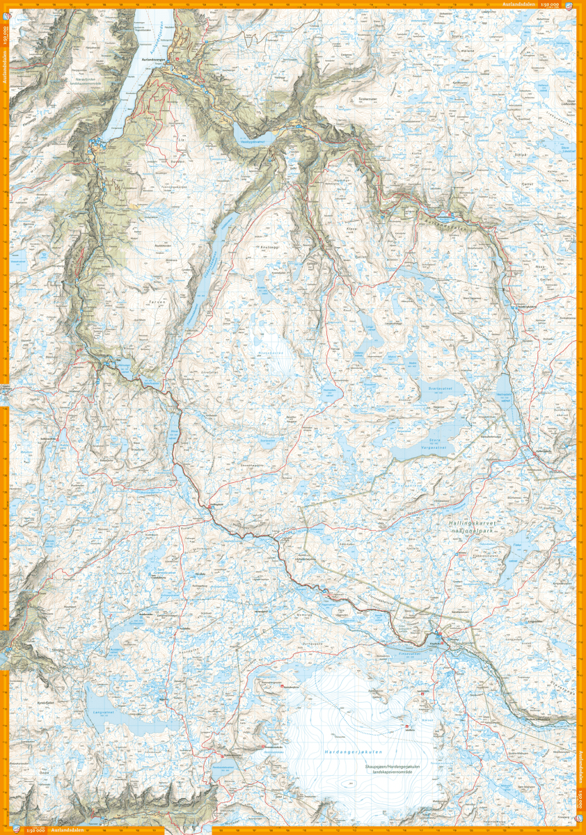 Turkart Finse, Hallingskarvet & Aurlandsdalen 1:50 000