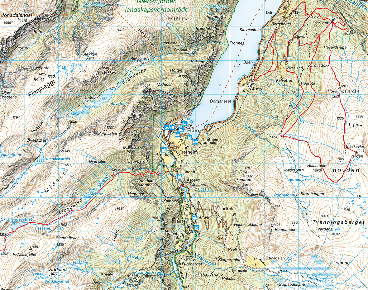 Turkart Finse, Hallingskarvet & Aurlandsdalen 1:50 000