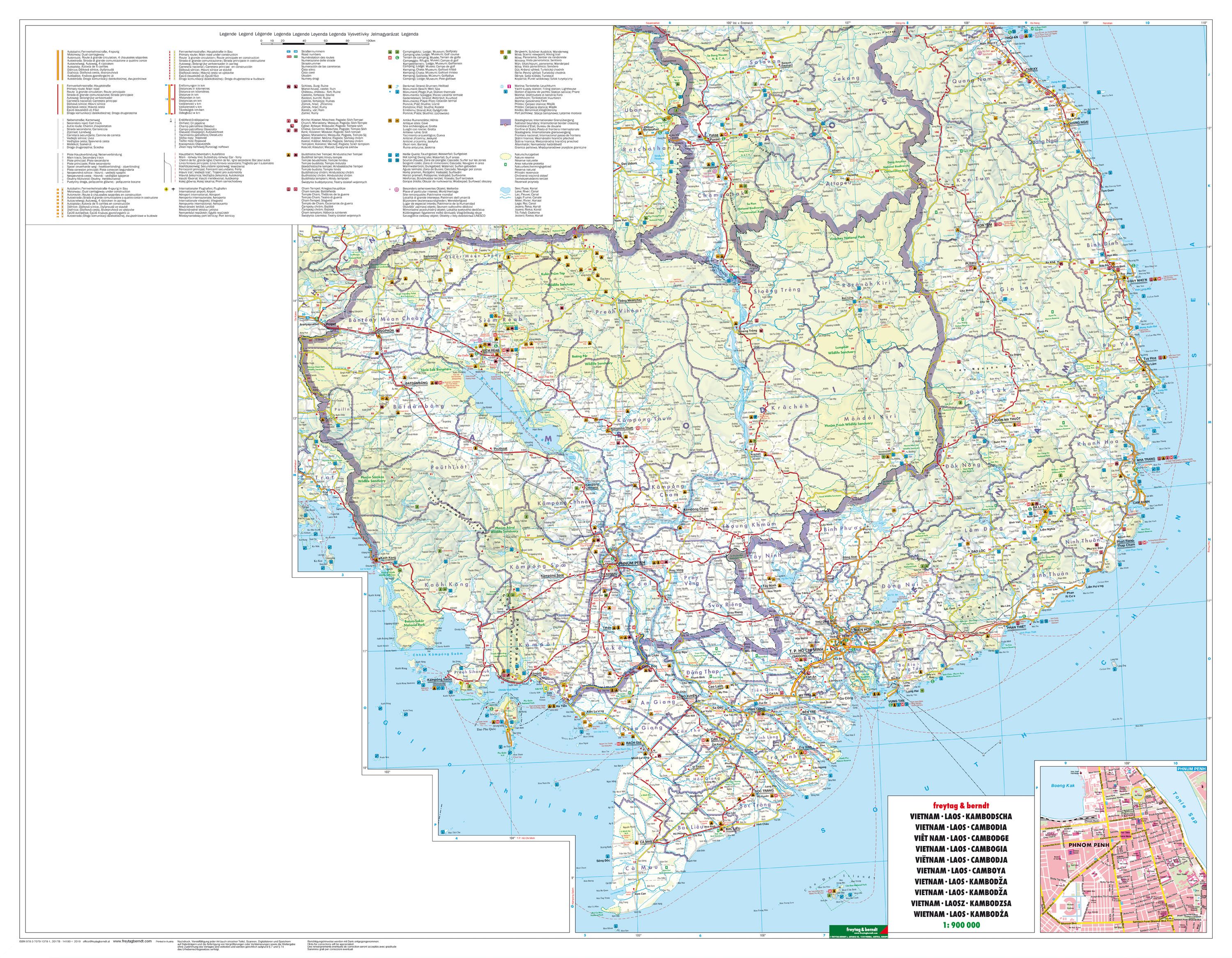 Vietnam, Laos und Kambodscha  1:900.000