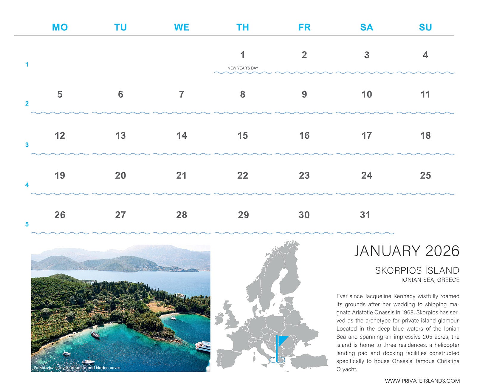 Vladi Private Islands Kalender 2026 – A Journey Around European Private Islands