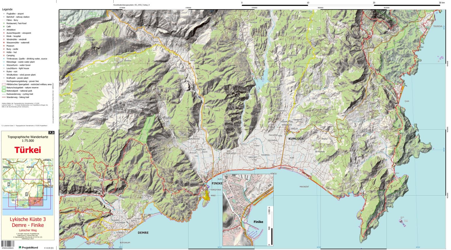 Lykische Küste 3 - Demre - Finike - Lykischer Weg - Topographische Wanderkarte 1:75.000 Türkei (Blatt 7.3)