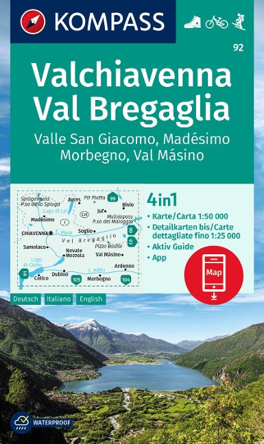 92 Chiavenna-Val Bregaglia - Kompass Wanderkarte