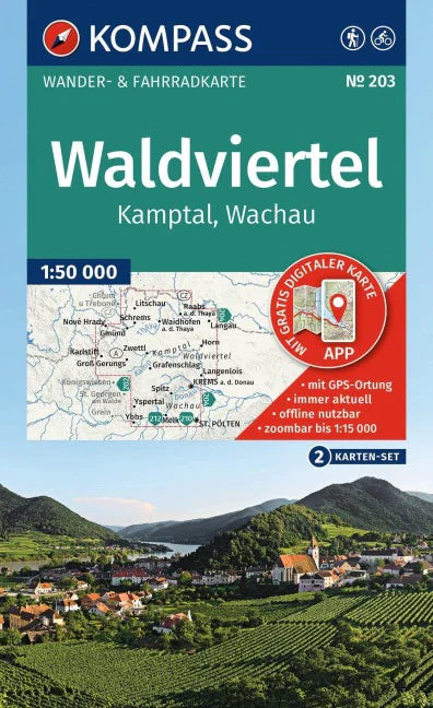 203 Waldviertel, Kamptal, Wachau  1:50.000 - Kompass Wanderkartenset