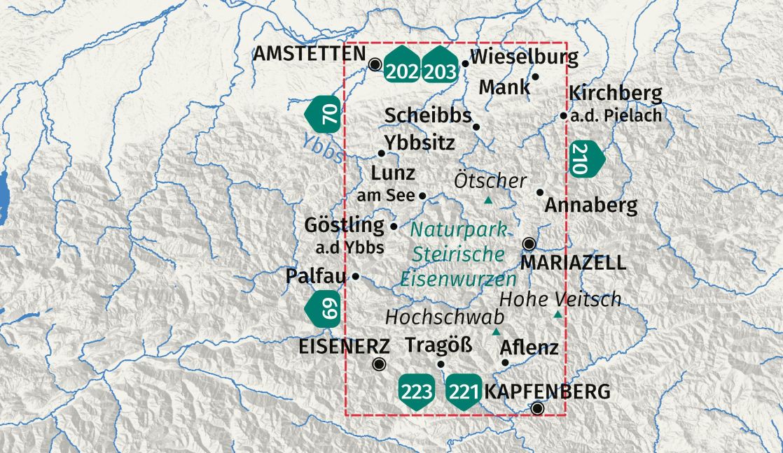 212 Hochschwab, Mariazell, Eisenwurzen 1:50.000 - Kompass Wanderkarte