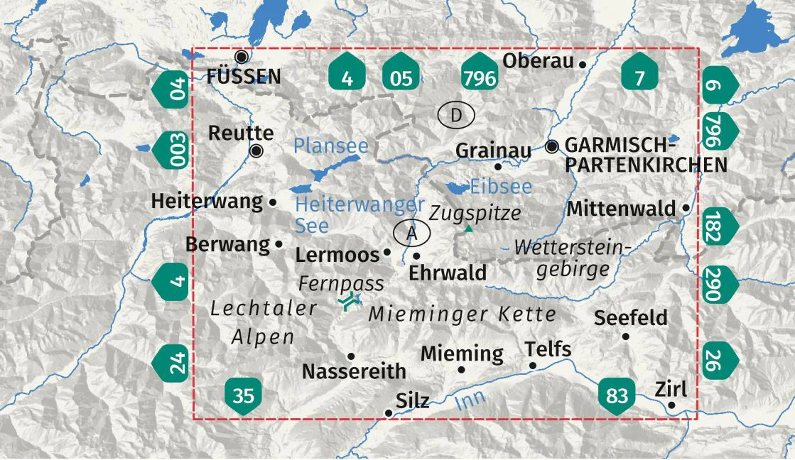 25 Zugspitze, Mieminger Kette 1:50000 - Kompass Wanderkarte
