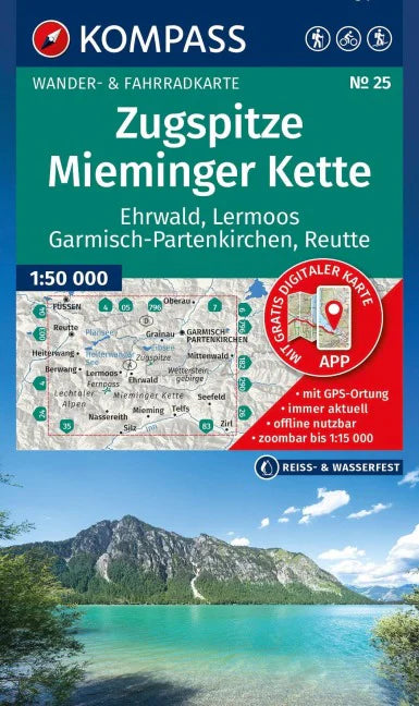 25 Zugspitze, Mieminger Kette 1:50000 - Kompass Wanderkarte