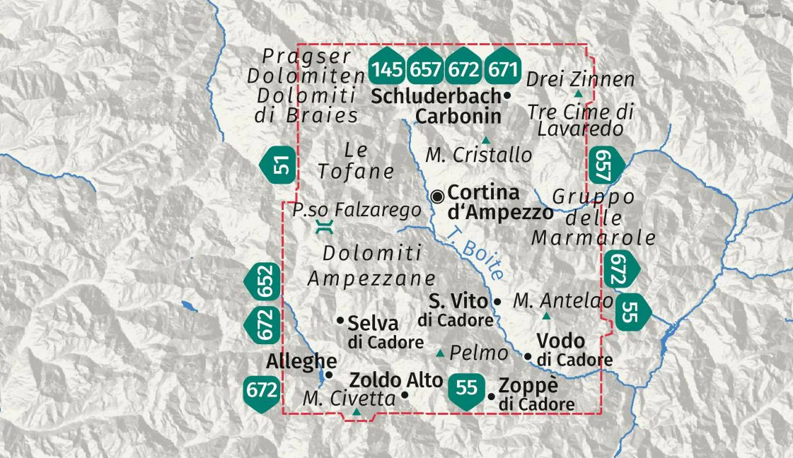 654 Cortina d'Ampezzo, Dolomiti Ampezzane 1:25.000 - Kompass Wanderkarte