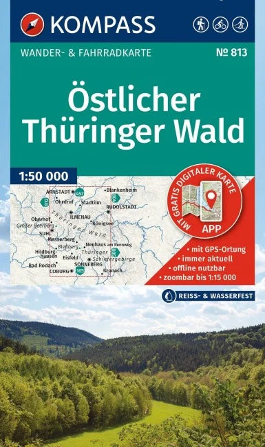 813 Östlicher Thüringer Wald 1:50.000 - Kompass Wanderkarte