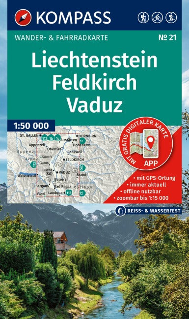 21 Liechtenstein - Feldkirch - Vaduz - Kompass Wanderkarte