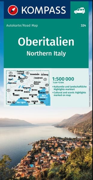 324 Oberitalien / Italia Settentrionale 1:500.000 - Kompass Autokarten
