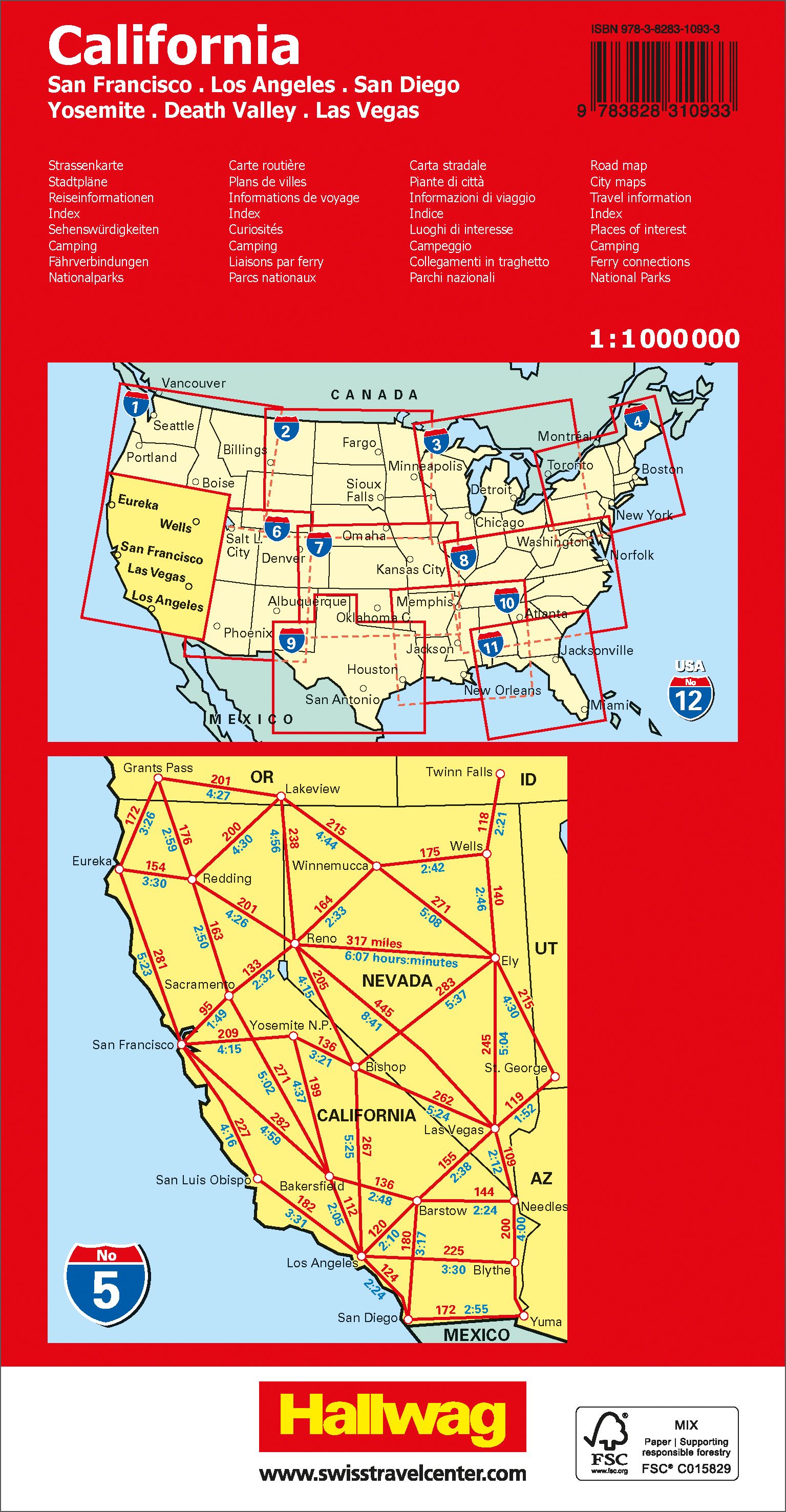 California (Kalifornien) - Hallwag Strassenkarte 1:1 Mio.