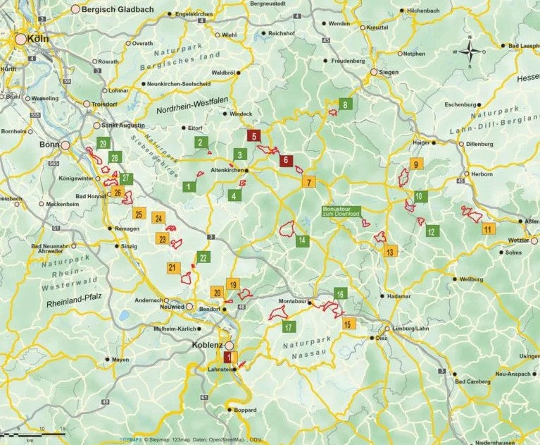 Westerwald mit Siebengebirge - Outdoor Wanderführer