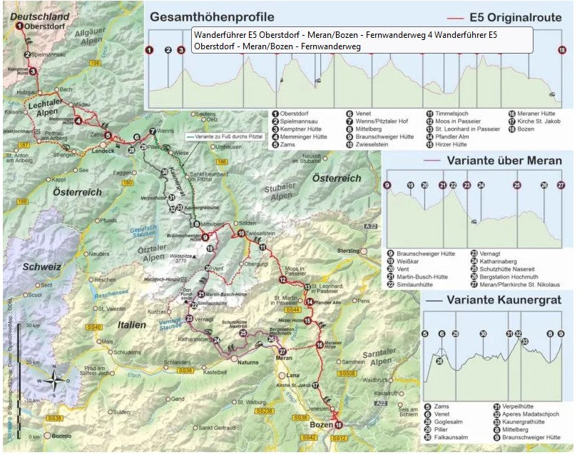 E5: Oberstdorf - Meran/Bozen Outdoor Wanderführer