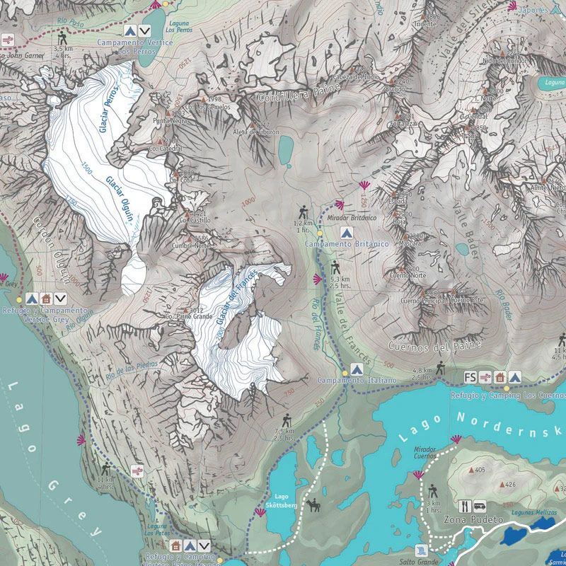 Torres del Paine Trekking Map 1:75.000 - Compass Chile